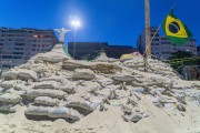 Sand sculpture representing Christ the Redeemer - Copacabana Beach - Rio de Janeiro city - Rio de Janeiro state (RJ) - Brazil