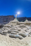 Sand sculpture representing Christ the Redeemer - Copacabana Beach - Rio de Janeiro city - Rio de Janeiro state (RJ) - Brazil