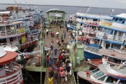 Boats in the Port of Modern Manaus - Manaus city - Amazonas state (AM) - Brazil