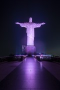 Detail of statue of Christ the Redeemer (1931) during the night  - Rio de Janeiro city - Rio de Janeiro state (RJ) - Brazil
