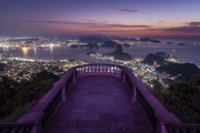 View of Sugarloaf and Botafogo Bay from Christ the Redeemer mirante during the dawn  - Rio de Janeiro city - Rio de Janeiro state (RJ) - Brazil