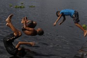 Children playing in the Negro River - Manaus city - Amazonas state (AM) - Brazil