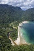 Picture taken with drone of mouth of river - Dois Rios Beach waterfront - Angra dos Reis city - Rio de Janeiro state (RJ) - Brazil
