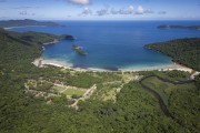 Picture taken with drone of village and Dois Rios Beach - Angra dos Reis city - Rio de Janeiro state (RJ) - Brazil