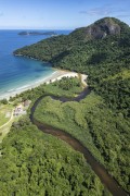 Picture taken with drone of mouth of river - Dois Rios Beach waterfront - Angra dos Reis city - Rio de Janeiro state (RJ) - Brazil