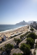 Bathers on Ipanema Beach with Two Brothers Montain and Rock of Gavea in the background - Rio de Janeiro city - Rio de Janeiro state (RJ) - Brazil