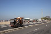 Sweeping machine of COMLURB clearing the bike lane - Rio de Janeiro city - Rio de Janeiro state (RJ) - Brazil