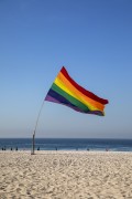 Flag in the colors of the Rainbow, symbol of the LGBTQIA+ movement - Leme Beach - Rio de Janeiro city - Rio de Janeiro state (RJ) - Brazil