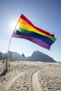 Flag in the colors of the Rainbow, symbol of the LGBTQIA+ movement - Leme Beach - Rio de Janeiro city - Rio de Janeiro state (RJ) - Brazil