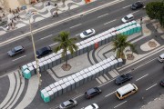 Chemical toilets installed on Copacabana Beach for concert of Madonna - Rio de Janeiro city - Rio de Janeiro state (RJ) - Brazil