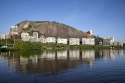 Buildings around Rodrigo de Freitas Lagoon with Morro do Cantagalo in the background - Rio de Janeiro city - Rio de Janeiro state (RJ) - Brazil
