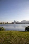 View of the Rodrigo de Freitas Lagoon with the Morro Dois Irmaos (Two Brothers Mountain) and the Rock of Gavea in the background  - Rio de Janeiro city - Rio de Janeiro state (RJ) - Brazil