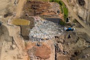 Picture taken with drone of the sanitary landfill of the Metropolitan Region of Curitiba (RMC) - Curitiba city - Parana state (PR) - Brazil