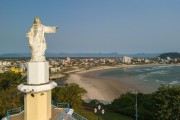 Picture taken with drone of the Central Beach seen from Brejatuba Hill or Cristo Hill (Morro do Cristo) - Guaratuba city - Parana state (PR) - Brazil
