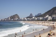 View of Copacabana Beach with the Cantagalo Hill, Two Brothers Mountain and Rock of gavea in the background  - Rio de Janeiro city - Rio de Janeiro state (RJ) - Brazil
