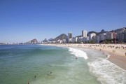 View of Copacabana Beach with the Cantagalo Hill, Two Brothers Mountain and Rock of gavea in the background  - Rio de Janeiro city - Rio de Janeiro state (RJ) - Brazil