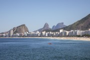 View of Copacabana Beach with the Cantagalo Hill, Two Brothers Mountain and Rock of gavea in the background  - Rio de Janeiro city - Rio de Janeiro state (RJ) - Brazil