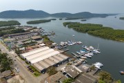 Picture taken with drone of the Itibere River and the Paranagua Yacht Club - Paranagua city - Parana state (PR) - Brazil