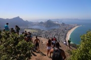 Persons in summit of the Morro Dois Irmaos (Two Brothers Mountain) with the Christ the Redeemer in the background - Rio de Janeiro city - Rio de Janeiro state (RJ) - Brazil