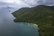 Picture taken with drone of Feiticeira Beach (Witch Beach) waterfront - Angra dos Reis city - Rio de Janeiro state (RJ) - Brazil