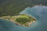 Picture taken with drone of private property at Saco do Ceu Cove -Ilha Grande State Park - Tamoios Environmental Protection Area - Angra dos Reis city - Rio de Janeiro state (RJ) - Brazil