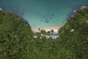 Picture taken with drone of the Atlantic Forest area on Ilha Grande -Praia Brava de Palmas Beach - Angra dos Reis city - Rio de Janeiro state (RJ) - Brazil