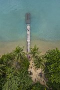 Picture taken with drone of wooden pier at Mangue Beach - Angra dos Reis city - Rio de Janeiro state (RJ) - Brazil