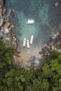 Picture taken with drone of tourist boats at Caxadaço Beach - Angra dos Reis city - Rio de Janeiro state (RJ) - Brazil