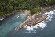Picture taken with drone of tourist boats at Caxadaço Beach - Angra dos Reis city - Rio de Janeiro state (RJ) - Brazil