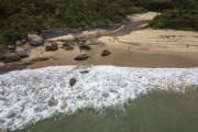 Picture taken with drone of river flowing into Parnaioca Beach - Angra dos Reis city - Rio de Janeiro state (RJ) - Brazil