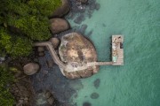 Picture taken with drone of pier on Aventureiro Beach - Angra dos Reis city - Rio de Janeiro state (RJ) - Brazil