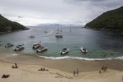 Picture taken with drone of tourist boats at Meros Beach - Angra dos Reis city - Rio de Janeiro state (RJ) - Brazil