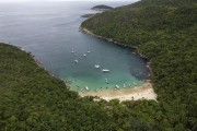 Picture taken with drone of tourist boats at Meros Beach - Angra dos Reis city - Rio de Janeiro state (RJ) - Brazil