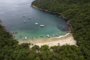 Picture taken with drone of tourist boats at Meros Beach - Angra dos Reis city - Rio de Janeiro state (RJ) - Brazil