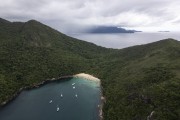 Picture taken with drone of tourist boats at Meros Beach - Angra dos Reis city - Rio de Janeiro state (RJ) - Brazil