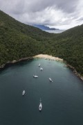 Picture taken with drone of tourist boats at Meros Beach - Angra dos Reis city - Rio de Janeiro state (RJ) - Brazil