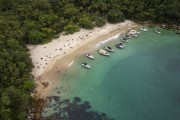 Picture taken with drone of tourist boats at Meros Beach - Angra dos Reis city - Rio de Janeiro state (RJ) - Brazil