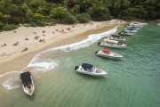 Picture taken with drone of tourist boats at Meros Beach - Angra dos Reis city - Rio de Janeiro state (RJ) - Brazil