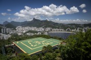 View of the Heliport with the Christ the Redeemer in the background  - Rio de Janeiro city - Rio de Janeiro state (RJ) - Brazil
