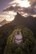 Picture taken with drone of the Dona Marta Viewpoint with Christ the Redeemer in the background - Rio de Janeiro city - Rio de Janeiro state (RJ) - Brazil