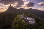Picture taken with drone of the Dona Marta Viewpoint with Christ the Redeemer in the background - Rio de Janeiro city - Rio de Janeiro state (RJ) - Brazil