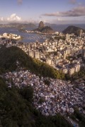 Picture taken with drone of Santa Marta Slum with the Sugarloaf Mountain in the background - Rio de Janeiro city - Rio de Janeiro state (RJ) - Brazil