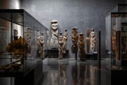 Rapanui wood moais from Easter Island in Pre-Colombian Art Museum - Santiago city - Santiago Province - Chile