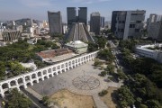 Picture taken with drone of the Lapa Arches, Circo Voador, Fundicao Progresso and the Cathedral of Sao Sebastiao do Rio de Janeiro - Rio de Janeiro city - Rio de Janeiro state (RJ) - Brazil