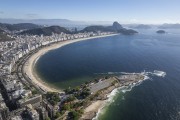 Picture taken with drone of the Old Fort of Copacabana (1914-1987), current Historical Museum Army with the Copacabana Beach and Sugarloaf in the background - Rio de Janeiro city - Rio de Janeiro state (RJ) - Brazil