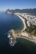 Picture taken with drone of the Arpoador Stone with Ipanema Beach in the background  - Rio de Janeiro city - Rio de Janeiro state (RJ) - Brazil
