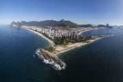 Picture taken with drone of the Arpoador Stone with Ipanema and Copacabana Beaches in the background  - Rio de Janeiro city - Rio de Janeiro state (RJ) - Brazil