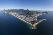 Picture taken with drone of the Arpoador Stone with Ipanema and Copacabana Beaches in the background  - Rio de Janeiro city - Rio de Janeiro state (RJ) - Brazil