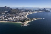 Picture taken with drone of the Arpoador Stone with Ipanema and Copacabana Beaches in the background  - Rio de Janeiro city - Rio de Janeiro state (RJ) - Brazil