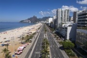 Picture taken with drone of the Ipanema Beach waterfront with the Morro Dois Irmaos (Two Brothers Mountain) in the background - Rio de Janeiro city - Rio de Janeiro state (RJ) - Brazil